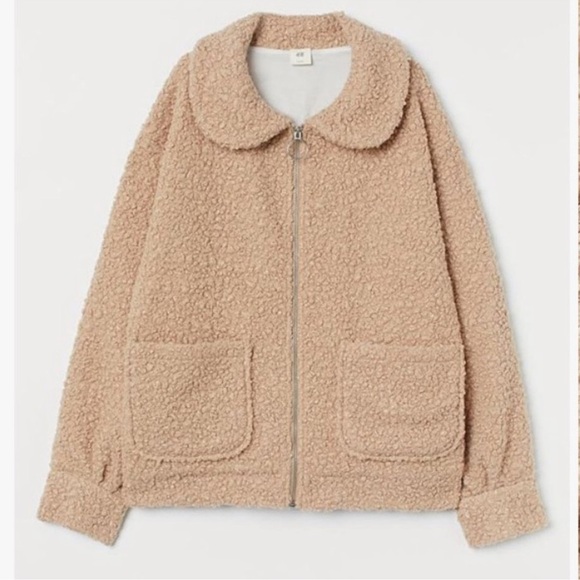 H&M FAUX TEDDY SHEARLING
JACKET LIGHT‎ BEIGE SZ LARGE - Picture 1 of 6